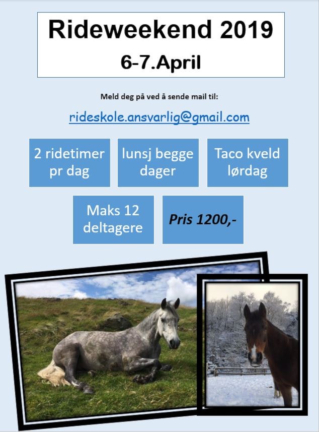 Rideweekend 6-7. April 2019